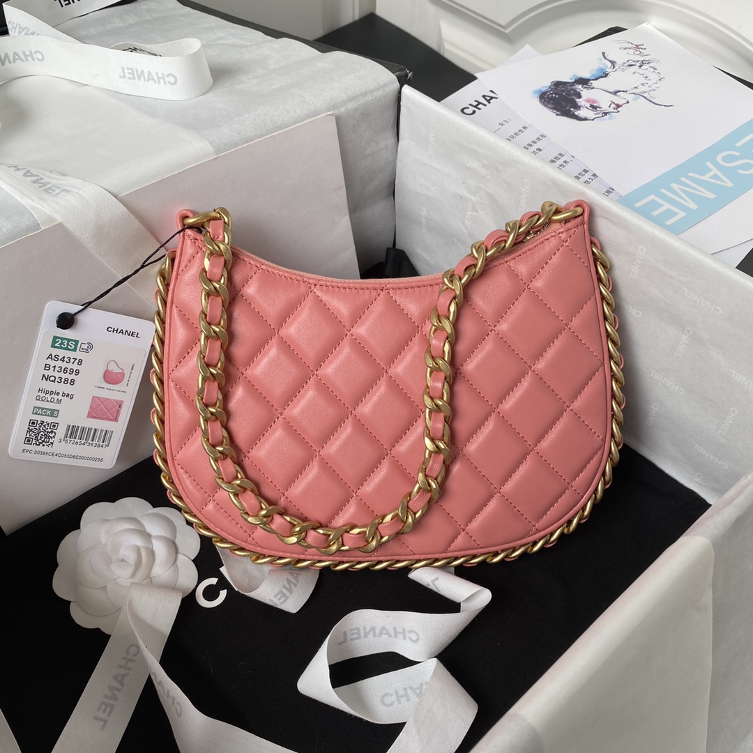 Lambskin Hobo Shoulder Bag Handbag AS4378 Pink